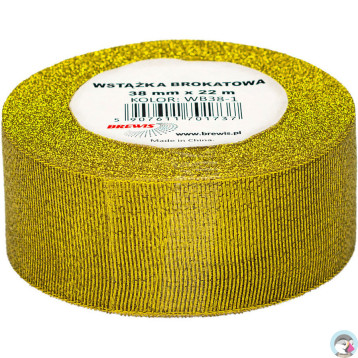 Wstążka brokatowa 38mm złota WB38-1 BREWIS