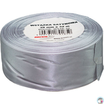 Wstążka satynowa 38mm/32 srebrna BREWIS