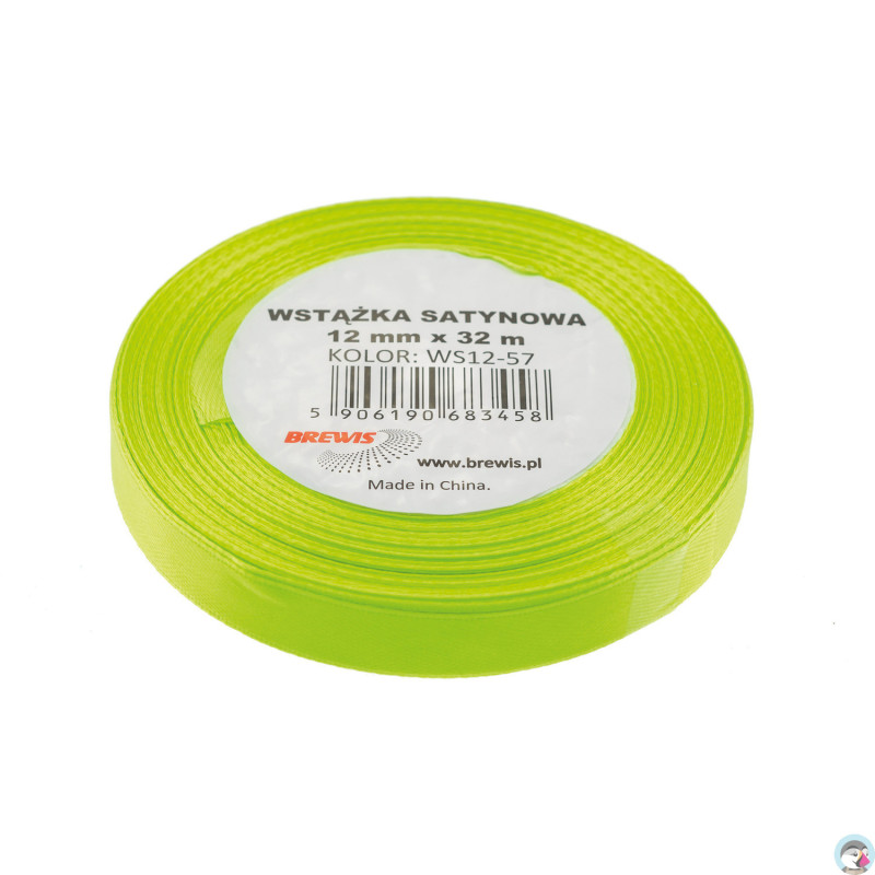 Wstążka satynowa 12mm/32m limonka BREWIS