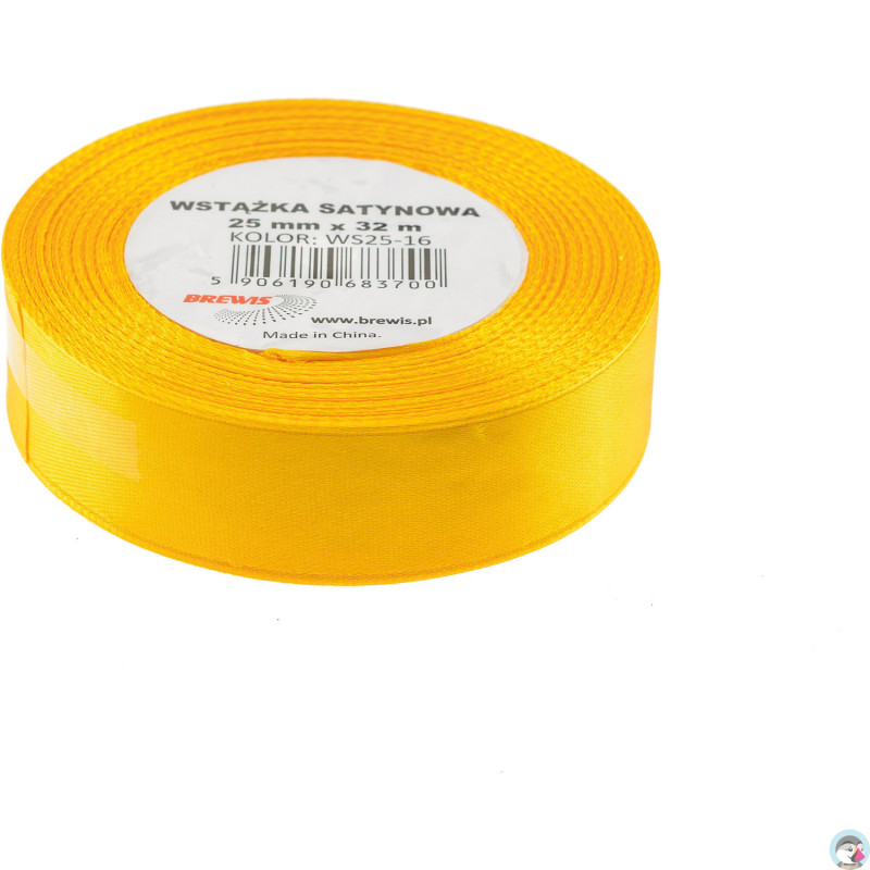 Wstążka satynowa 25mm/32m żółta BREWIS