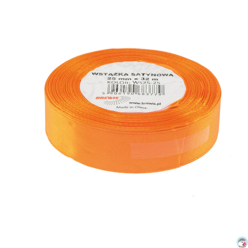 Wstążka satynowa 25mm/32m pomarańczowa BREWIS