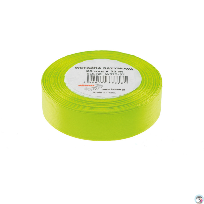 Wstążka satynowa 25mm/32m limonka BREWIS
