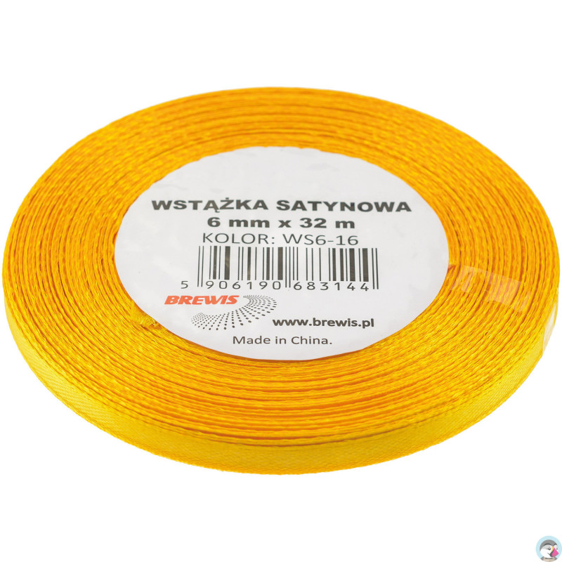 Wstążka satynowa 6mm/32m żółta BREWIS
