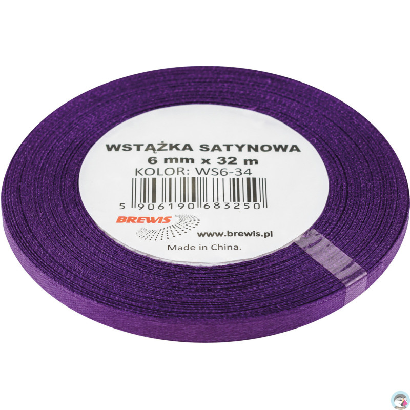 Wstążka satynowa 6mm/32m fioletowy BREWIS
