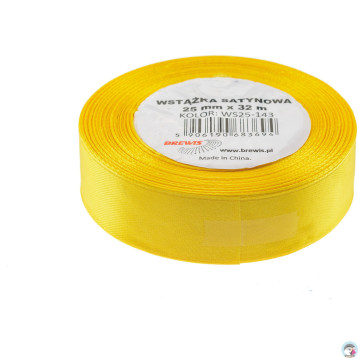 Wstążka satynowa 25mm/32m jasny żółty 143 BREWIS