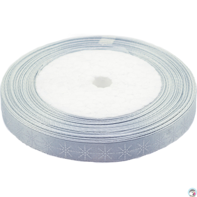 Wstążka satynowa Boże Narodzenie 12mm/22m srebrna WSX12-3 BREWIS