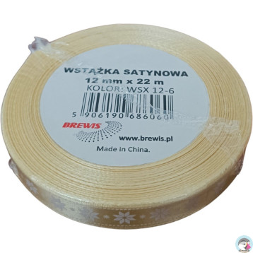 Wstążka satynowa Boże Narodzenie 12mm/22m złota WSX12-6 BREWIS