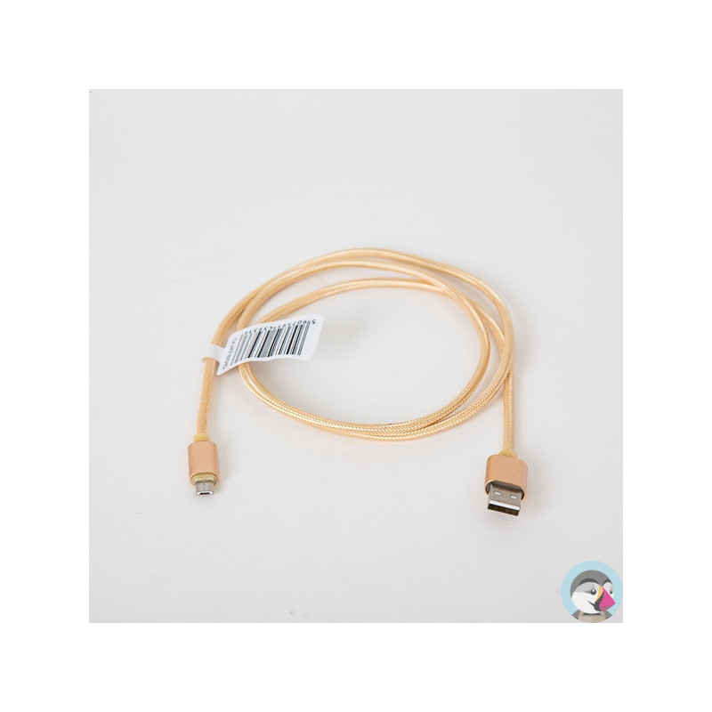 Kabel USB-A - microUSB 1m pleciony złoty OMEGA IGUANA (43933)