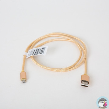 Kabel USB-A - microUSB 1m pleciony złoty OMEGA IGUANA (43933)