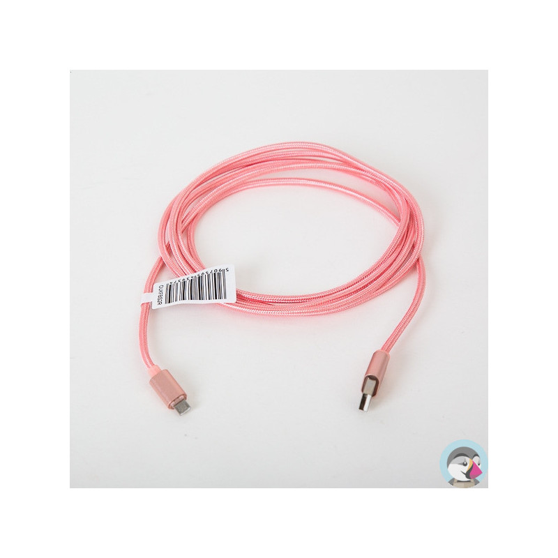 Kabel USB-A - microUSB 1m pleciony jasny różowy OMEGA IGUANA (43934)