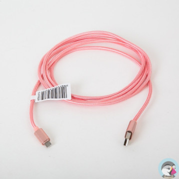 Kabel USB-A - microUSB 1m pleciony jasny różowy OMEGA IGUANA (43934)