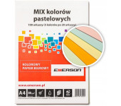 Papier ksero A4 80g mix pastel 100ark Kanarkowy, Różowy, Pomarańczowy, Jasny Niebieski, Jasny Zielony xem1000pwn EMERSON