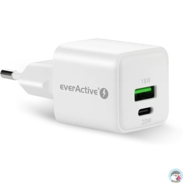 Ładowarka sieciowa 230V EVERACTIVE SC-330Q 1xUSB-A + 1xUSB-C 20W biała