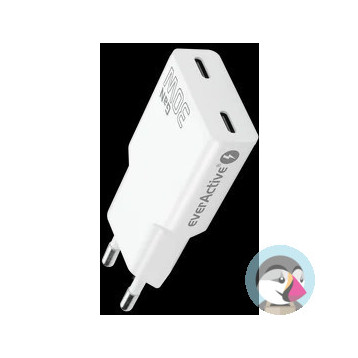 Ładowarka sieciowa 230V EVERACTIVE SC-385Q 2xUSB-C 30W biała