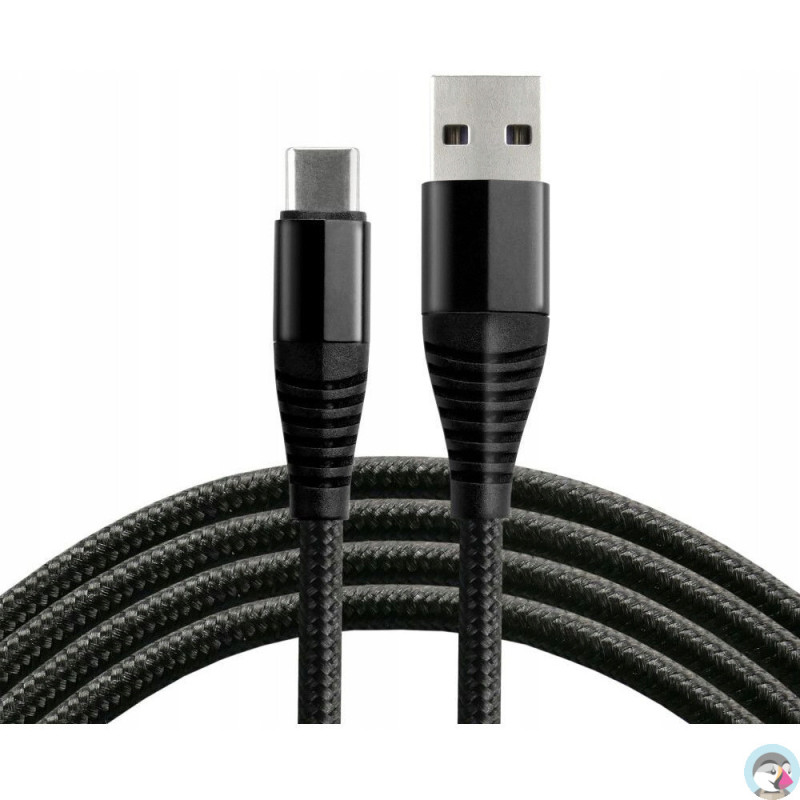Kabel USB-A - USB-C 1m 5A pleciony czarny EVERACTIVE (CBB-1CHB)