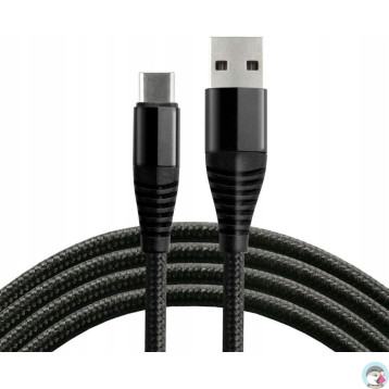 Kabel USB-A - USB-C 1m 5A pleciony czarny EVERACTIVE (CBB-1CHB)