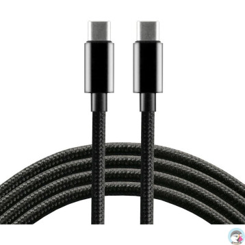 Kabel USB-C - USB-C 1m 3A 60W pleciony czarny EVERACTIVE (CBB-1PD3)