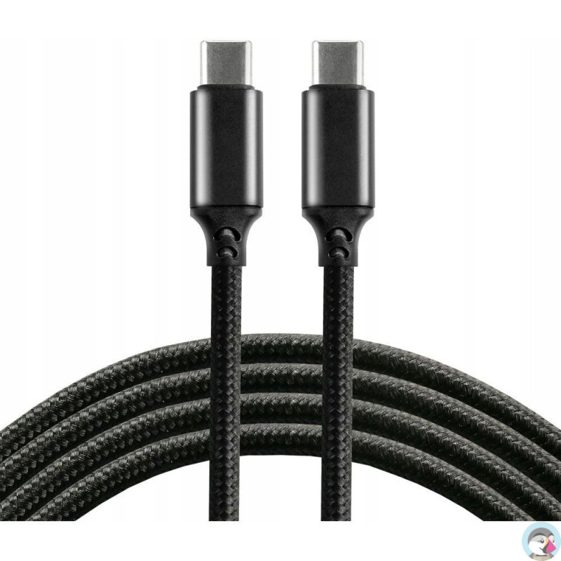 Kabel USB-C - USB-C 1m 5A 100W pleciony czarny EVERACTIVE (CBB-1PD5)