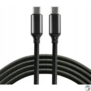 Kabel USB-C - USB-C 1m 5A 100W pleciony czarny EVERACTIVE (CBB-1PD5)