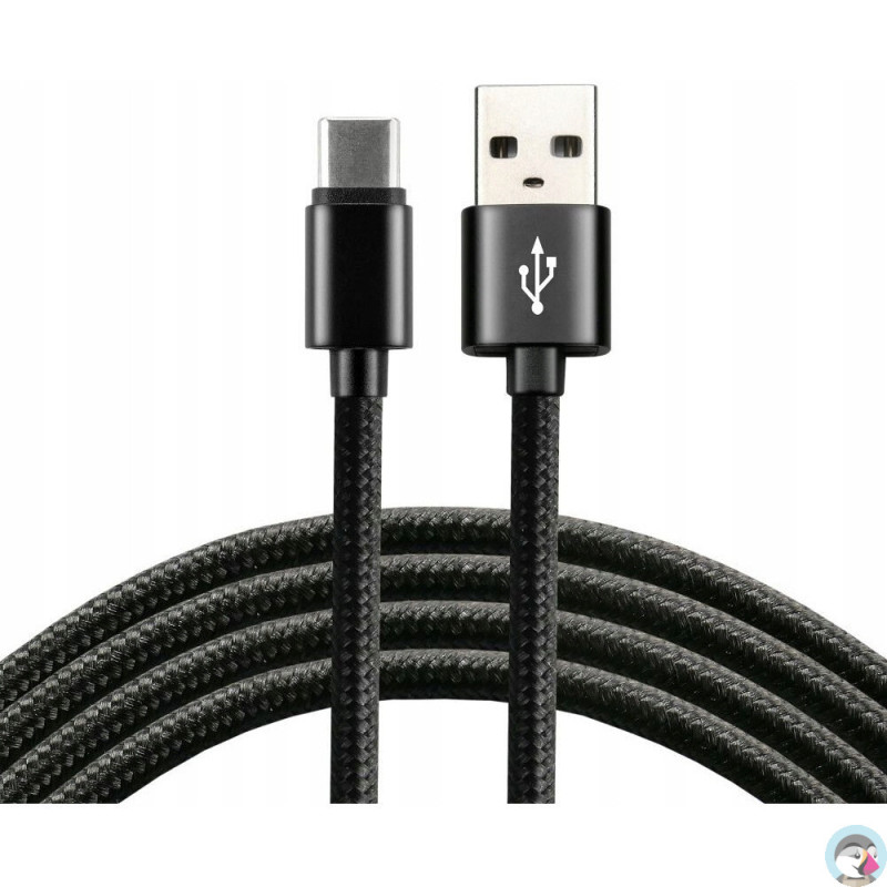 Kabel USB-A - USB-C 0,3m 3A pleciony czarny EVERACTIVE (CBB-0.3CB)
