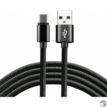 Kabel USB-A - USB-C 0,3m 3A pleciony czarny EVERACTIVE (CBB-0.3CB)