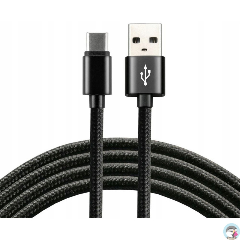 Kabel USB-A - USB-C 1m 3A pleciony czarny EVERACTIVE (CBB-1CB)