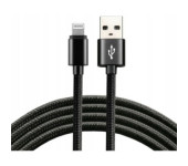 Kabel USB-A - Lightning 1,2m 2,4A pleciony czarny EVERACTIVE (CBB-1.2IB)