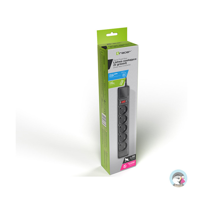 Listwa zasilająca 5g/1,5m czarna PowerGear TRALIS46843 TRACER