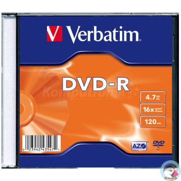 Płyta DVD-R 4,7GB VERBATIM slim kolor Matt Silver 43557