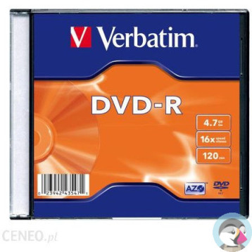 Płyta DVD-R 4,7GB VERBATIM slim 16x Matt Silver 43547
