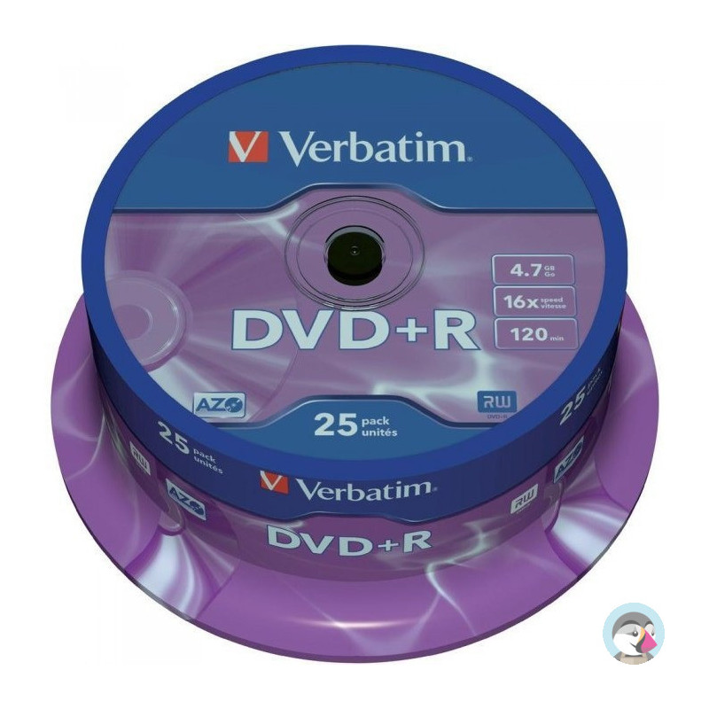 Płyta DVD+R 4,7GB VERBATIM cake (25szt) 16x Matt Silver 43500