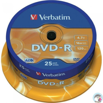 Płyta DVD-R 4,7GB VERBATIM cake (25szt) 16x Matt Silver 43522