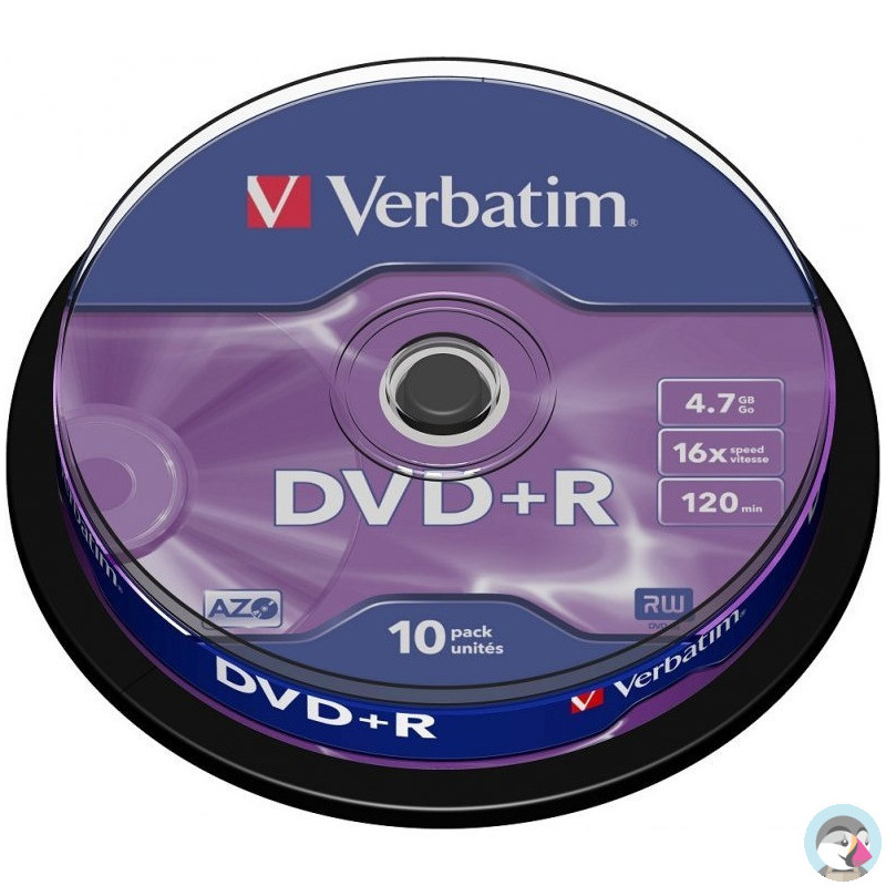 Płyta DVD+R 4,7GB VERBATIM cake (10szt) 16x Matt Silver 43498