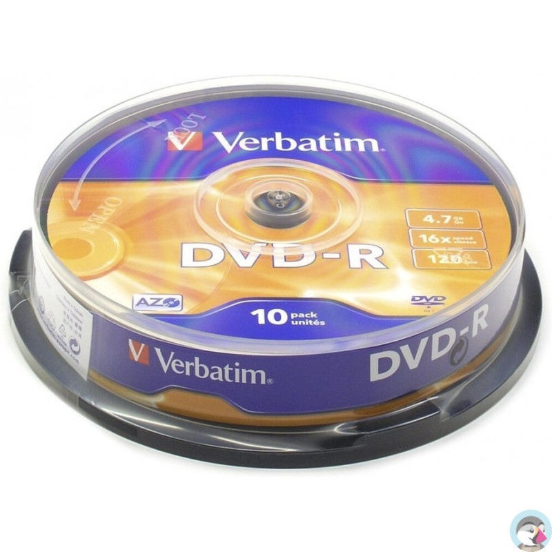 Płyta DVD-R 4,7GB VERBATIM cake (10szt) 16x Matt Silver 43523