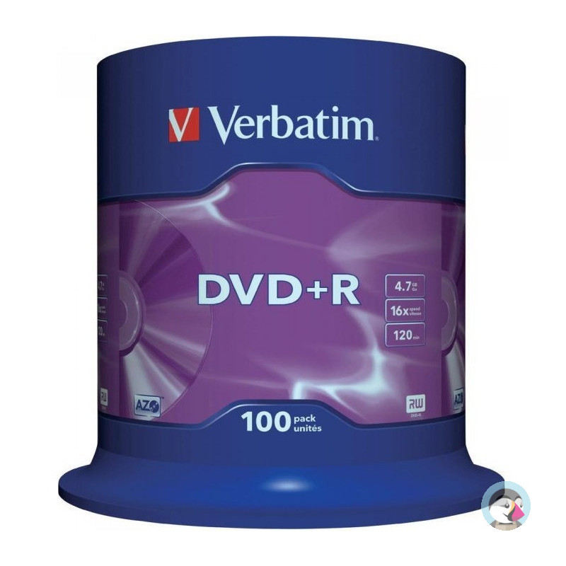 Płyta DVD+R 4,7GB VERBATIM cake (100szt) 16x Matt Silver 43551