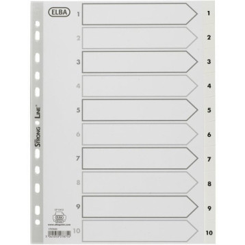 Przekładki numeryczne do segregatora A4 1-10 białe PP 100204765 OXFORD
