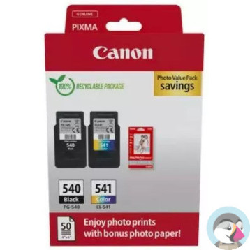 Tusz CANON (PG-540+CL-541/5225B013AA) czarny 8ml + kolor 8ml (2szt) + papier foto (50szt)