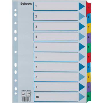 Przekładki kartonowe MYLAR A4 1-10 białe 100161 ESSELTE Przekładki kartonowe MYLAR A4 1-10 białe 100161 ESSELTE