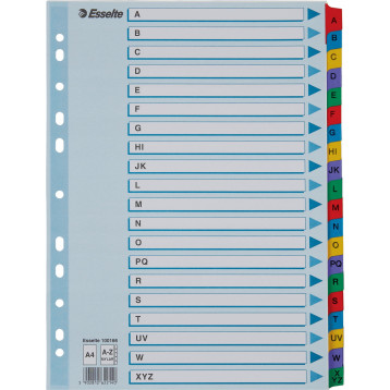 Przekładki kartonowe MYLAR A4 A-Z białe 100166 ESSELTE Przekładki kartonowe MYLAR A4 A-Z białe 100166 ESSELTE