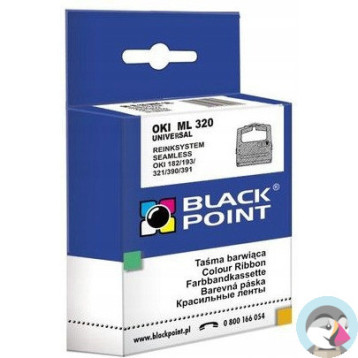 Taśma BLACK POINT (KBPO320) czarna nylon 8mm/1,8m zamiennik OKI (09002303) ML320/182/391