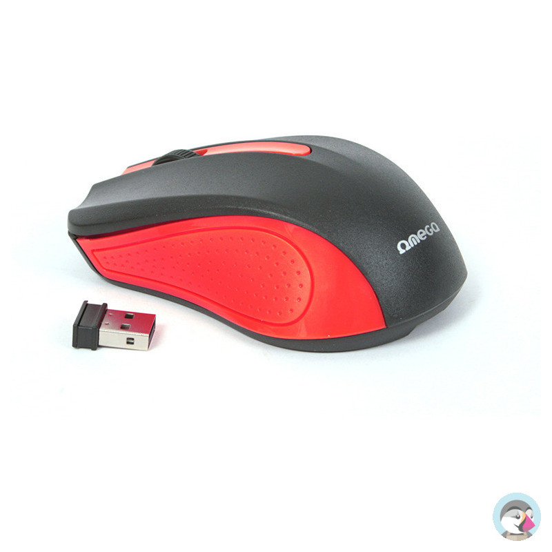 Mysz OMEGA bezprzewodowa optyczna 1000dpi USB czerwona (41795)