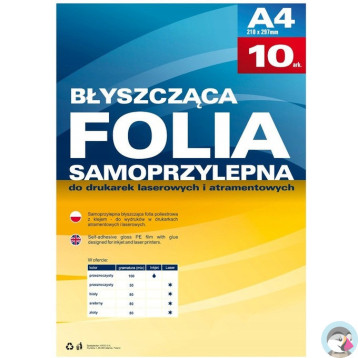 Folia samoprzylepna do drukarek atramentowych przezroczysta błysk (10ark.) 434020 ARGO
