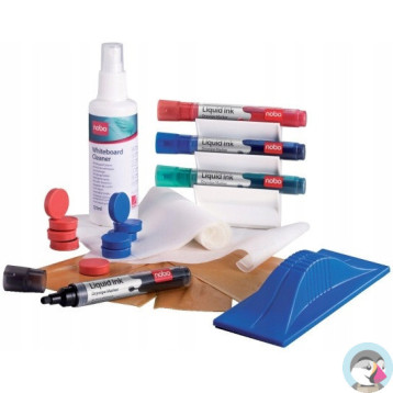 Zestaw do czyszczenia tablic NOBO 1901430 pianka+10ścier+gąb+4mar+u.mag