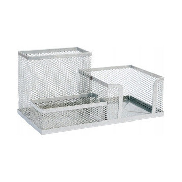 Przybornik na biurko NATUNA siatka srebrny 204x104x100mm (3A)