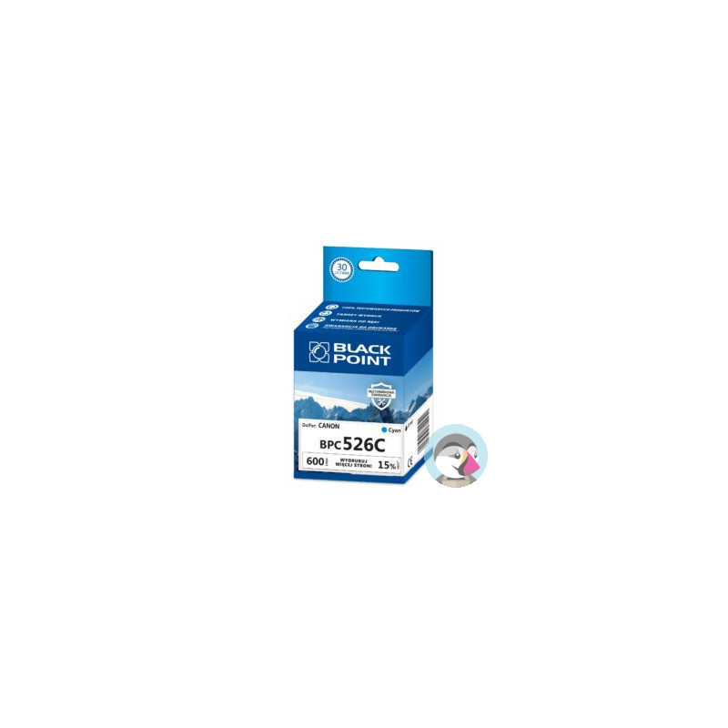 Tusz BLACK POINT (BPC526C) niebieski 750str zamiennik CANON (CLI-526C/4541B001)