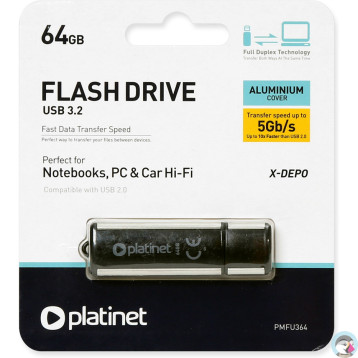 Pamięć USB-A 64GB PLATINET X-DEPO USB 3.2 czarny (41589)