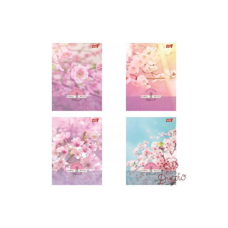 Zeszyt A5 60k kratka 70g/m2 laminowany FLORAL BEAUTY lakier miejscowy UNIPAP
