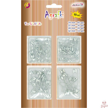 Agrafki srebrne mix wielkości (100 szt.) AGR-3103 ALIGA