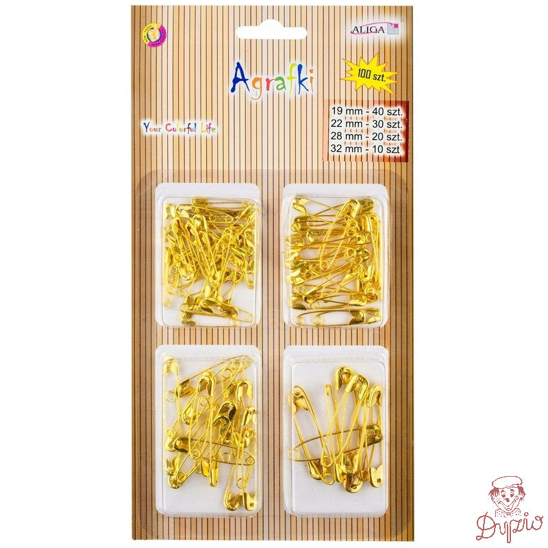Agrafki złote mix wielkości (100 szt.) AGR-0910 ALIGA
