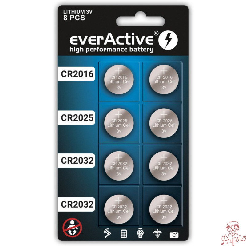 Bateria EVERACTIVE CR2032/CR2025/CR2016 litowa blister mix (8szt)
